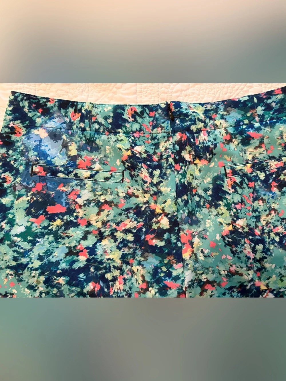 Aqua Teal Abstract Floral Golf Skort
